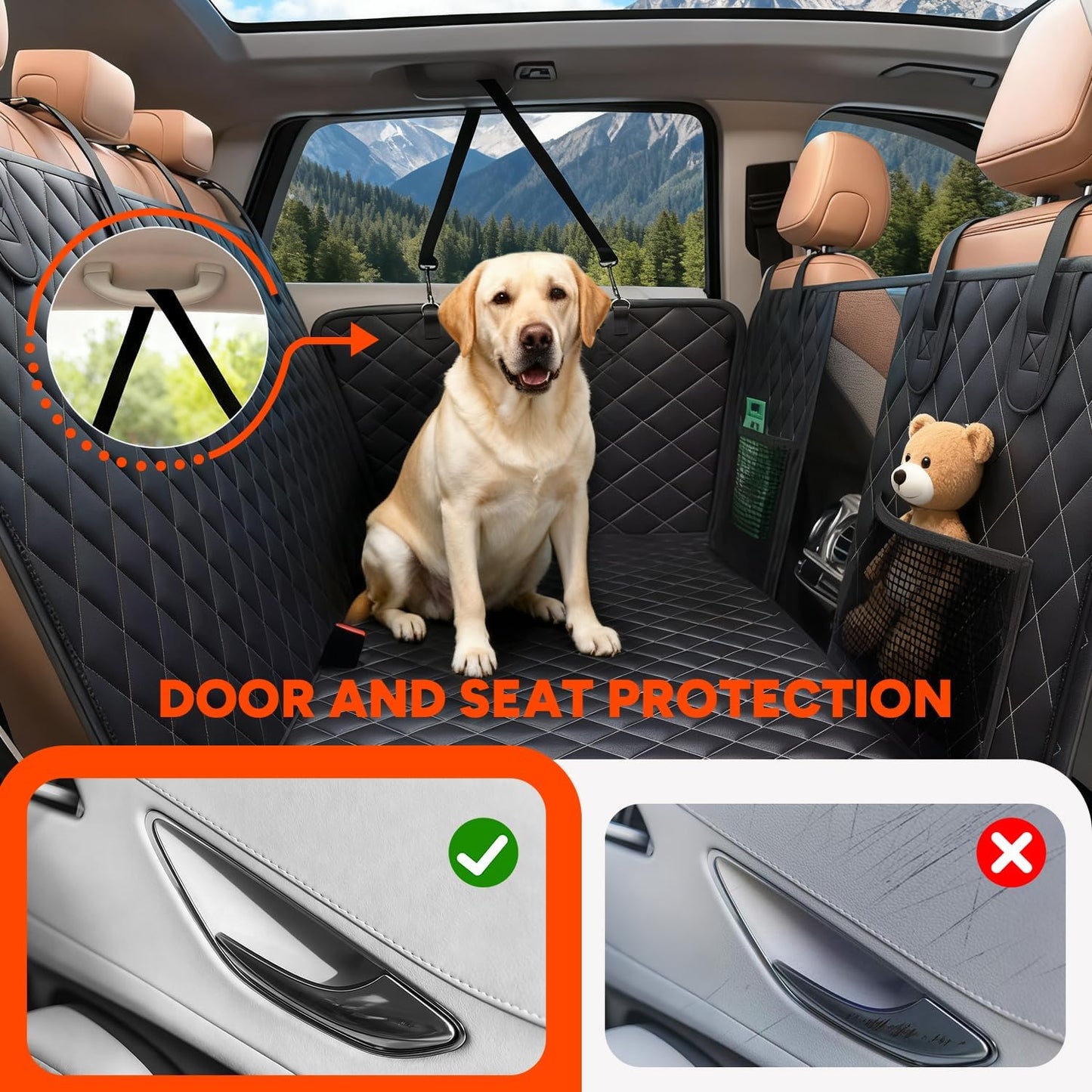 Dog Car Seat Cover for Back Seat, Hard Bottom Car Seat