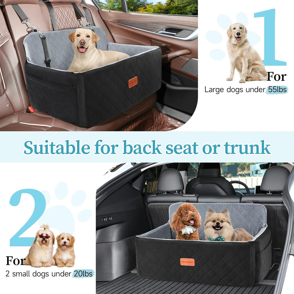 Dog Car Seat for Medium/Large Dogs, Pet Booster Seat for