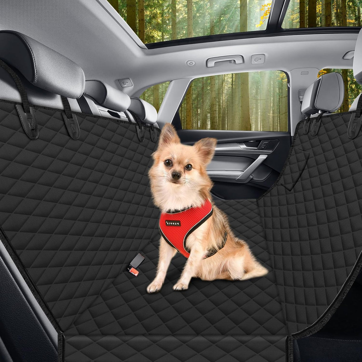 (54" W x 56" L, Black Scratch Prevention Dog Car Seat Cover