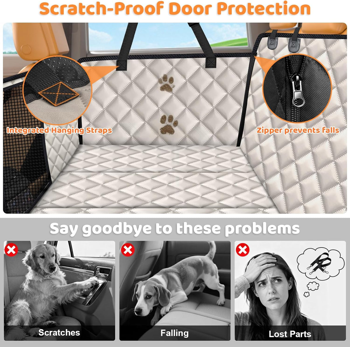 Backseat Extender for Dogs - Hard Bottom Dog Car Seat Cover