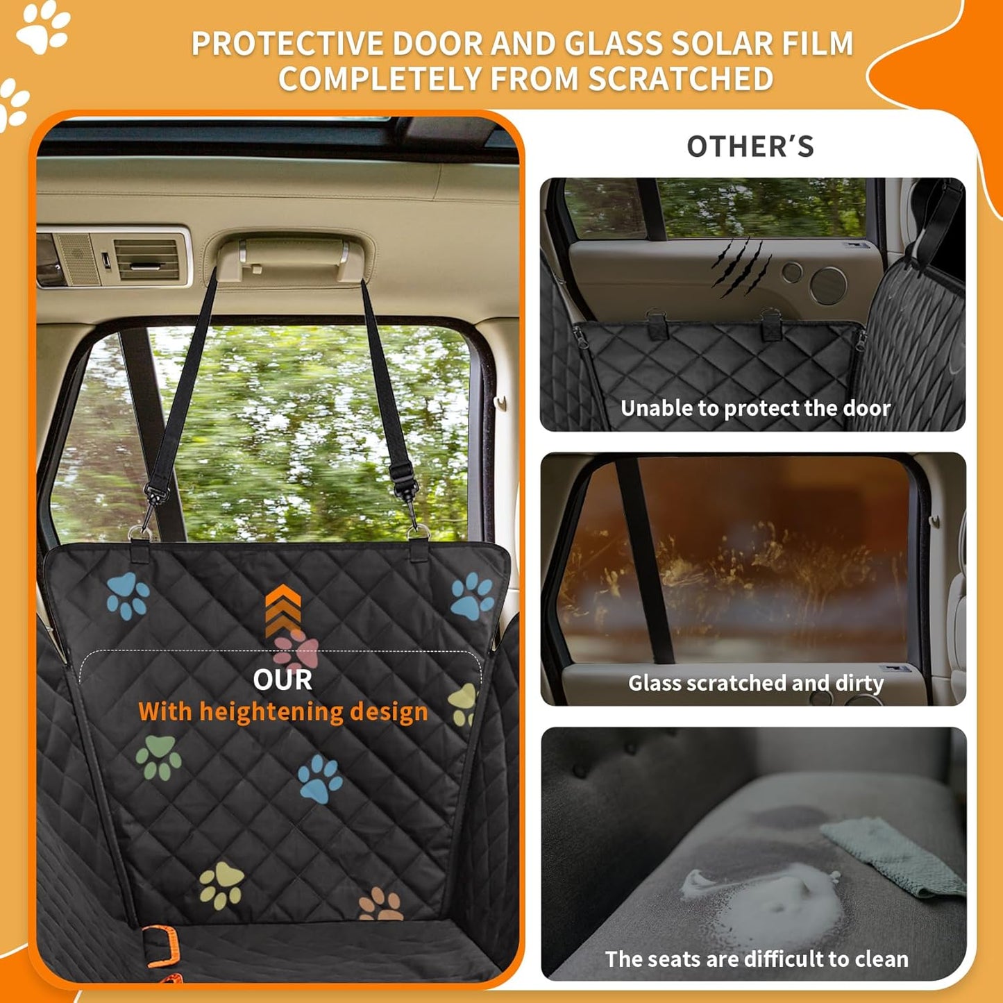 Large Dog Car Seat Cover for Back Seat Durable 600D 6-Layer