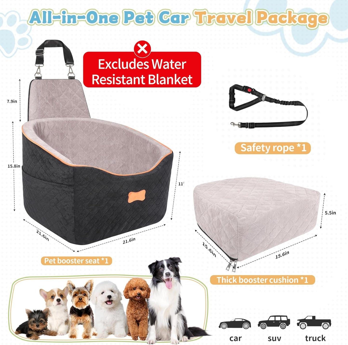 Dog Car Seats for Small Medium Dogs, Dog Booster Car Seat