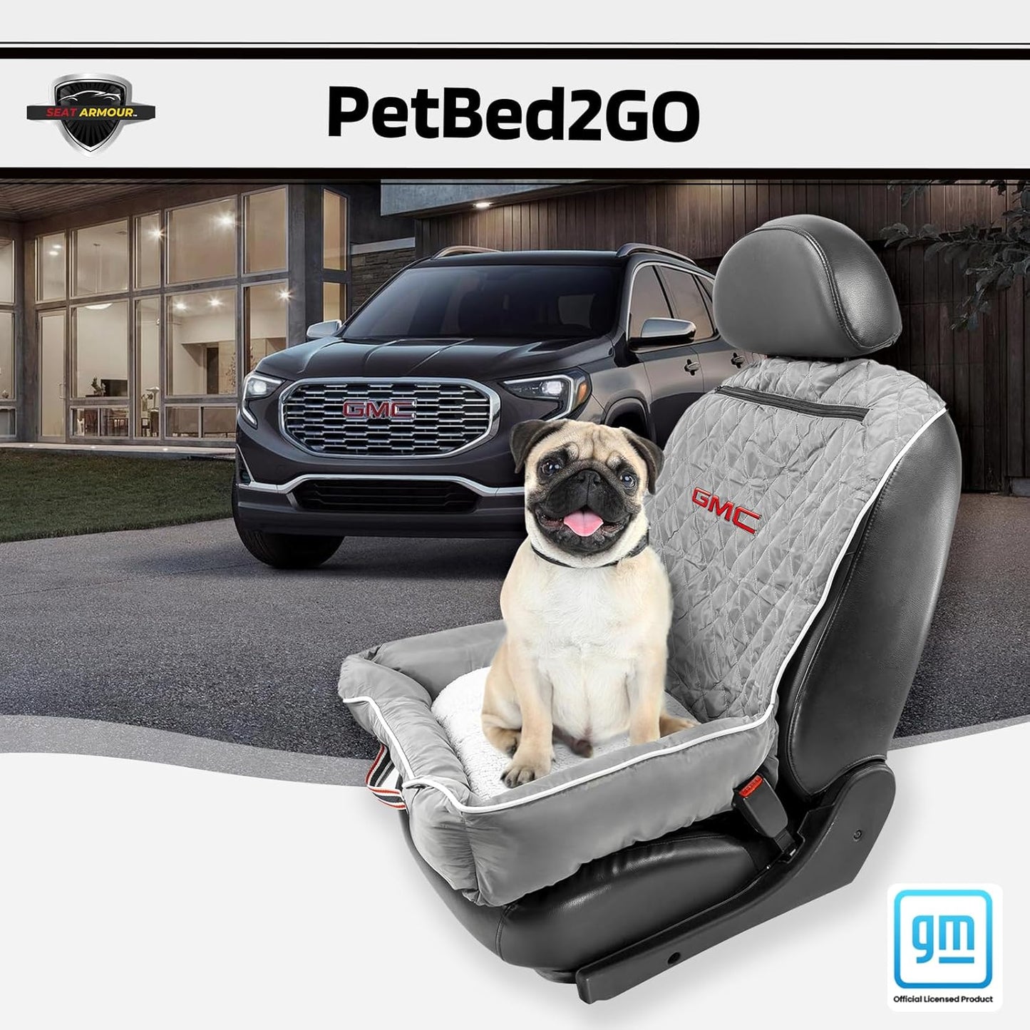 PetBed2GO, GMC, Grey Pet Bed Cushion & Car Seat Cover