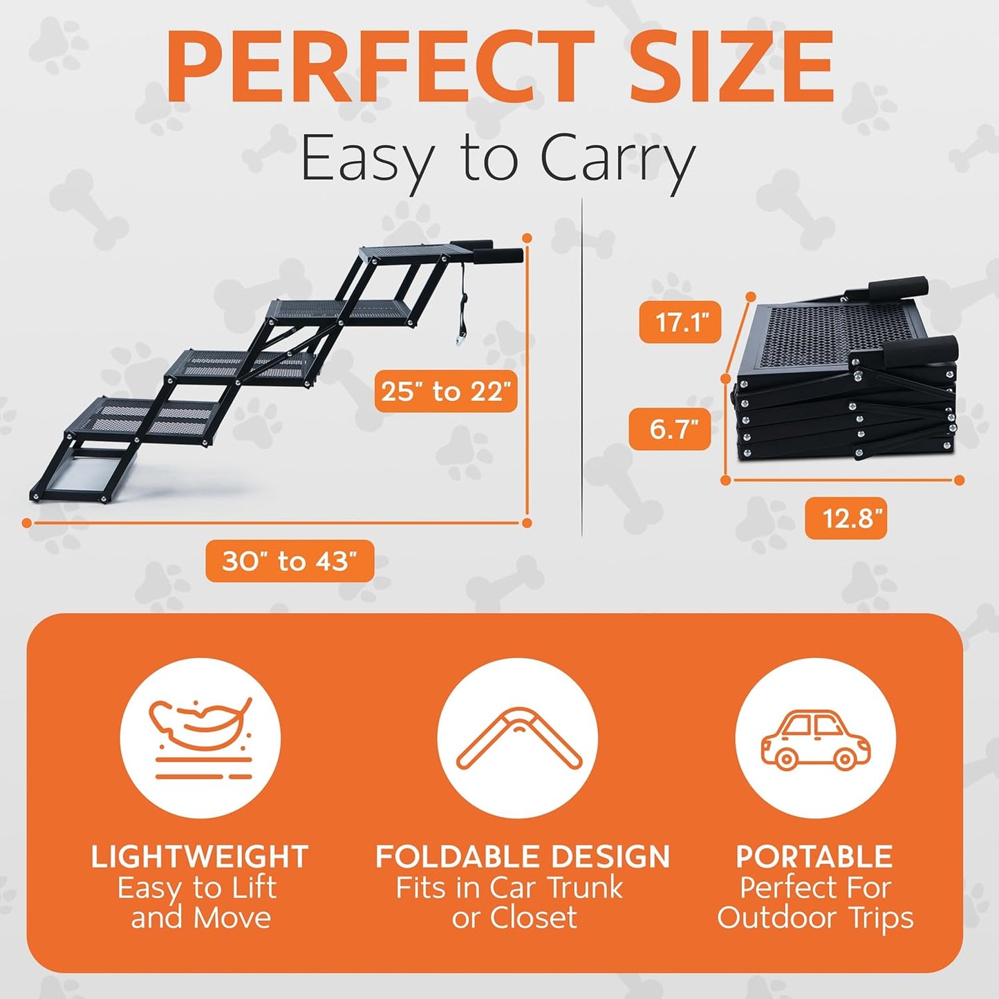 Foldable 4-Step Dog Stairs for Cars, Trucks & SUVs –