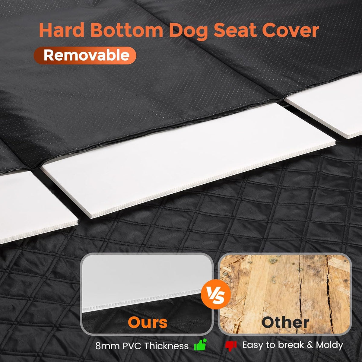 Dog Car Seat Cover for Back Seat Hard Bottom - Waterproof