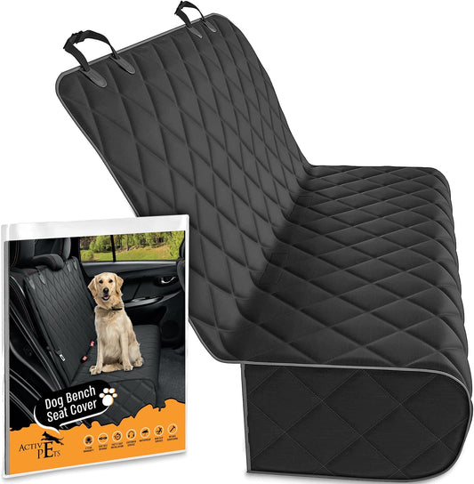 Black Car Rear Seat Cover for Dogs, Durable Waterproof &