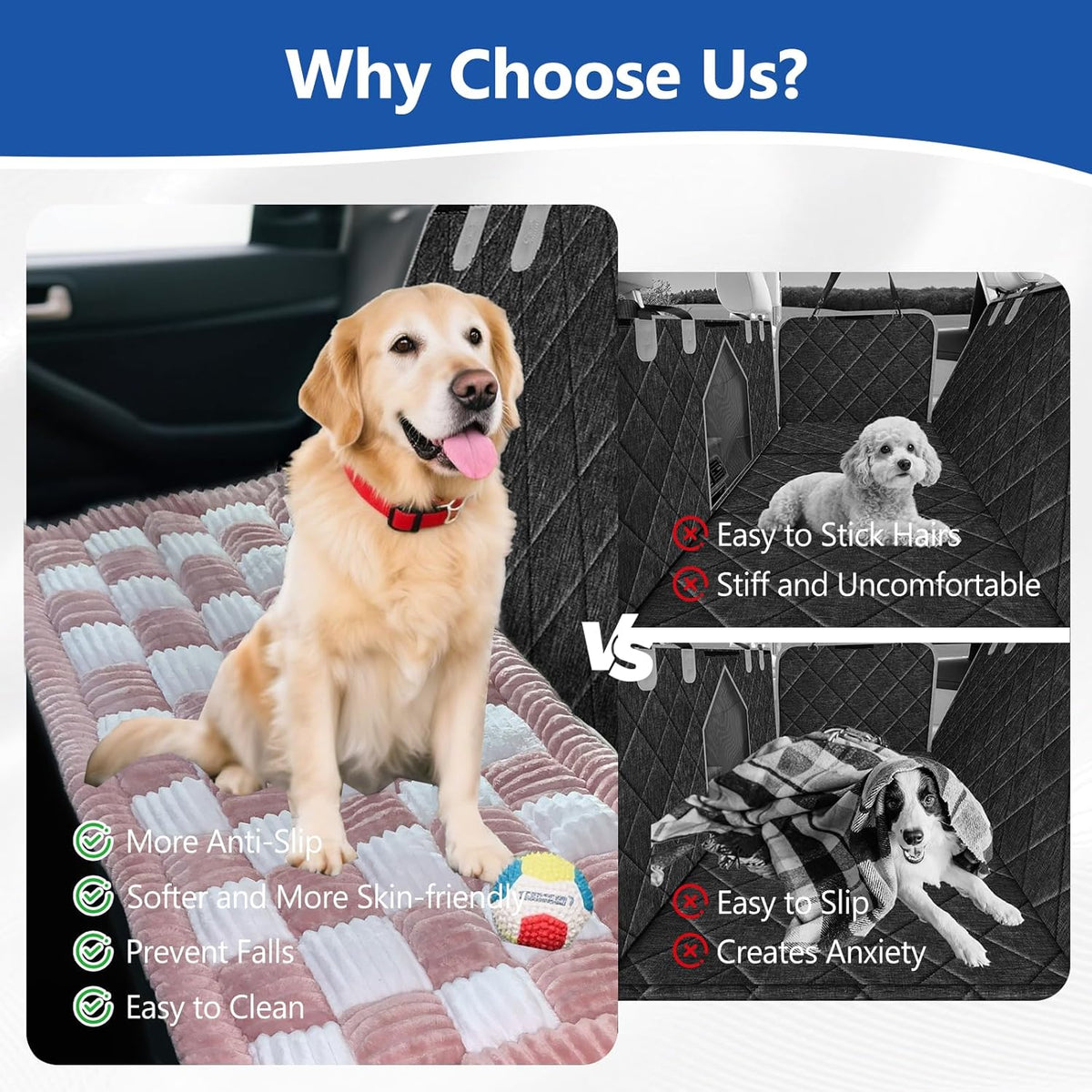 Thickened Dog Bed for Car Back Seat, Upgraded Bottom