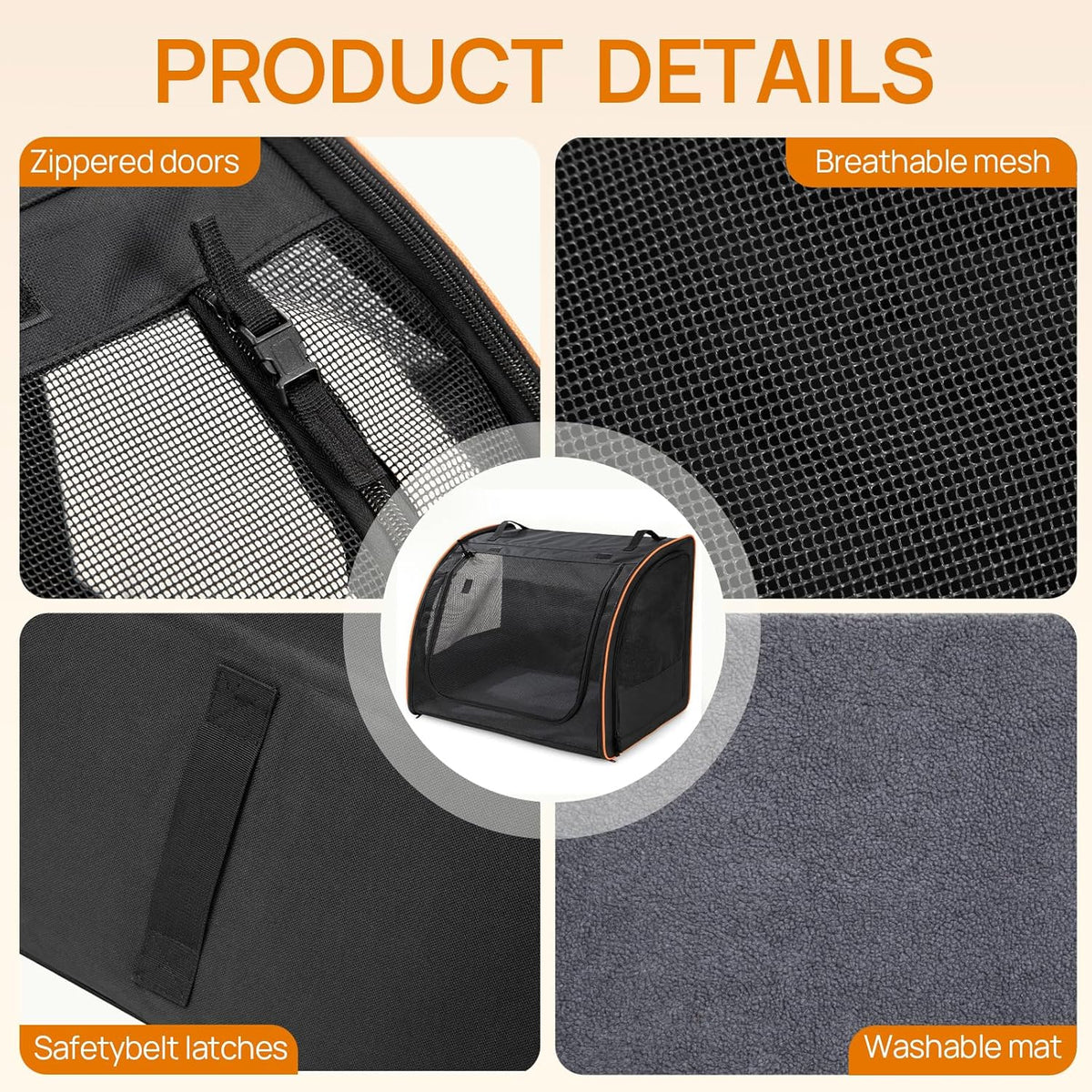 Dog Car Seat, Enclosed Carrier Travel Safety Dog Crate