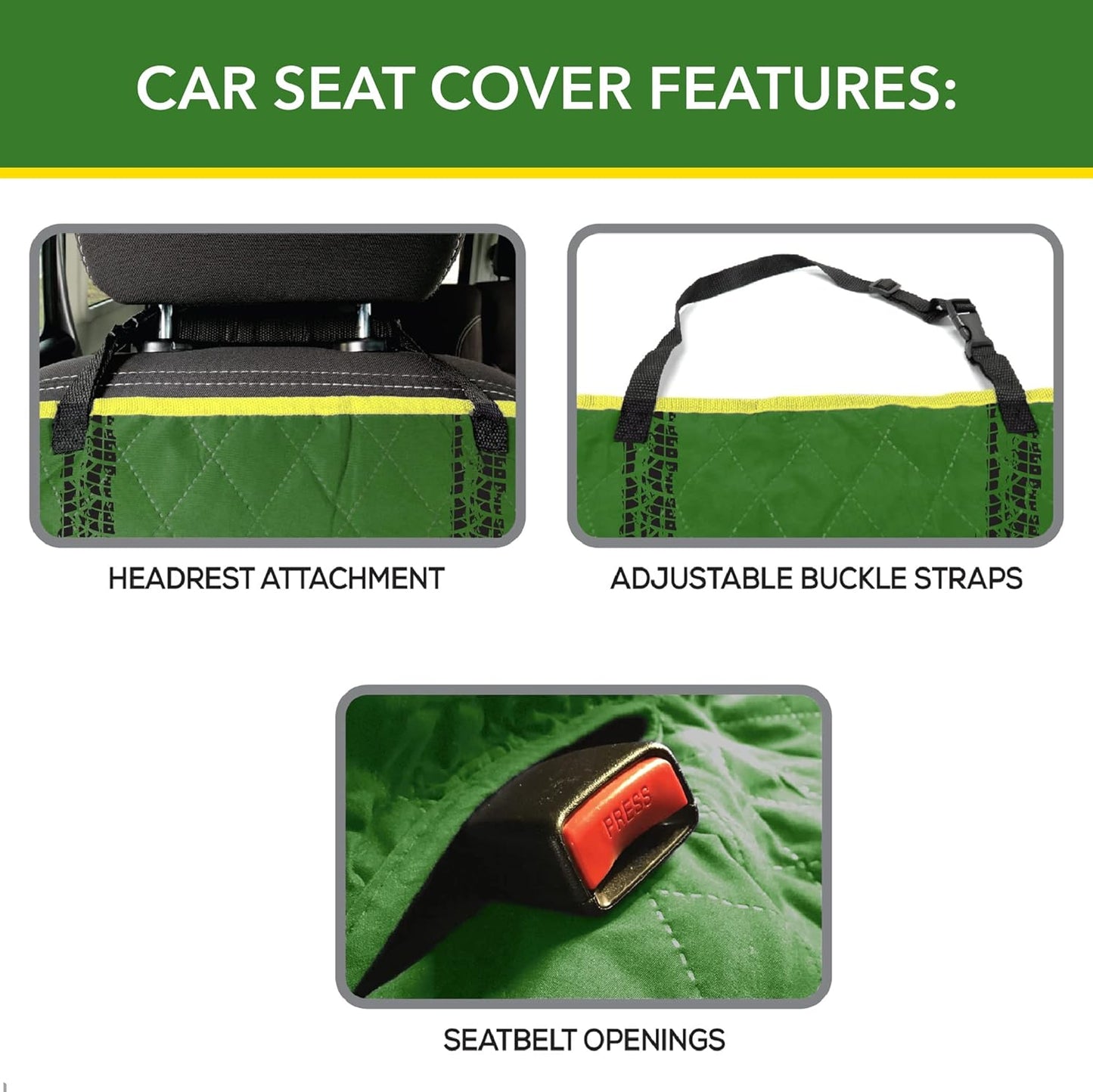 JOHN DEERE PET CAR SEAT COVER . Licensed SEAT PROTECTOR for