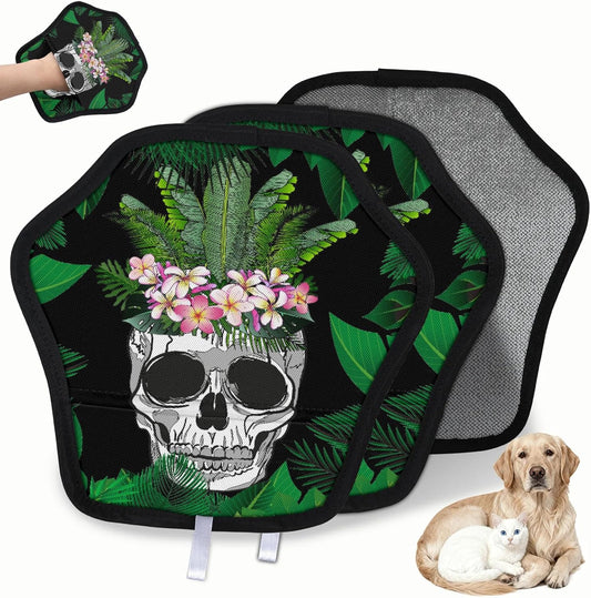 Gothic Skulls Skeletons 2Pcs Electrostatic Reusable Pet