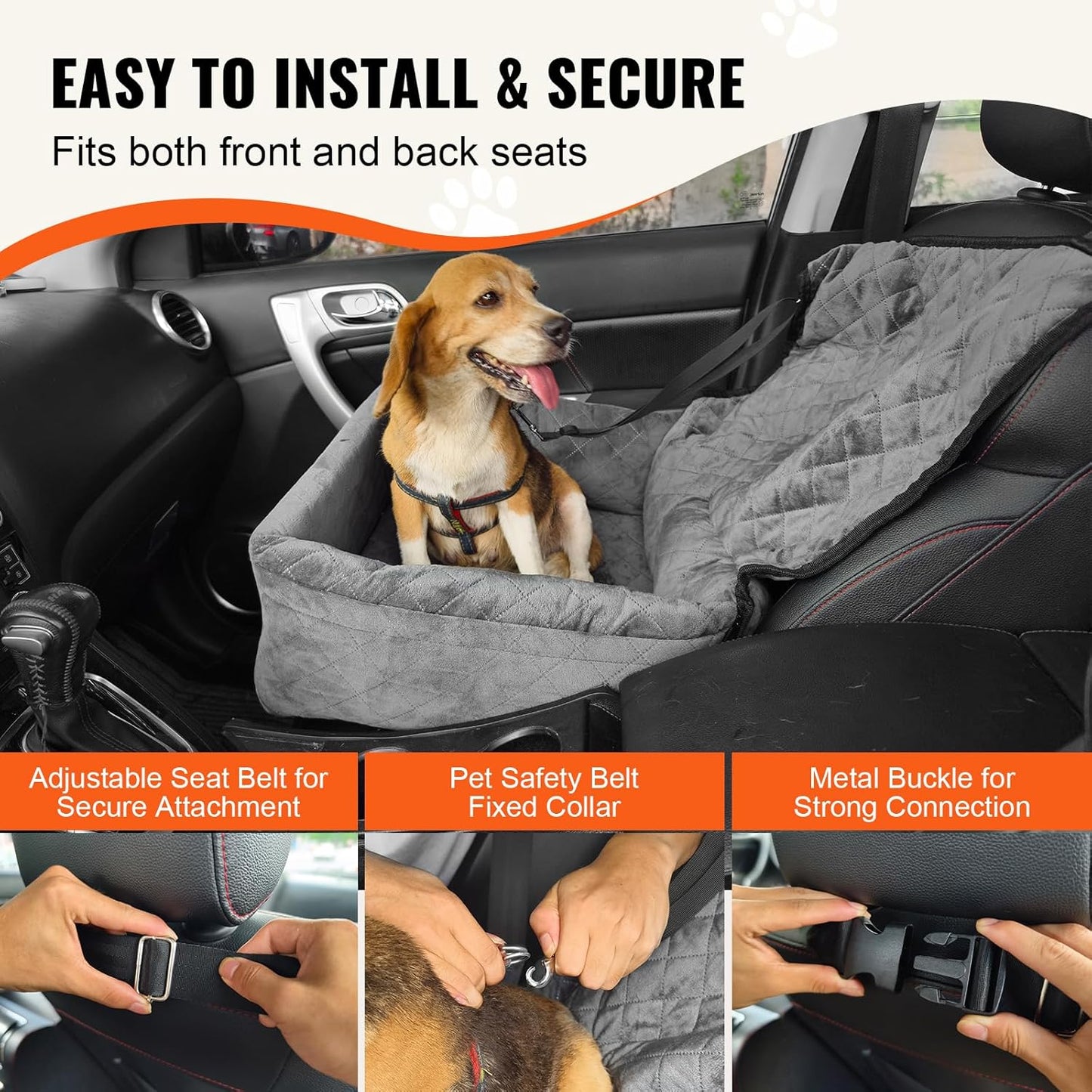 Dog Car Seat, Dog Booster Seat for Car with a Storage
