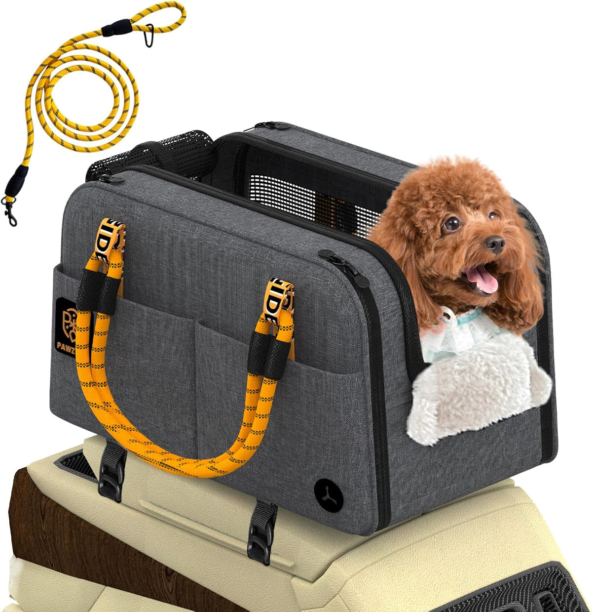 Center Console Dog Car Seat, Enclosed Small Dog Armrest