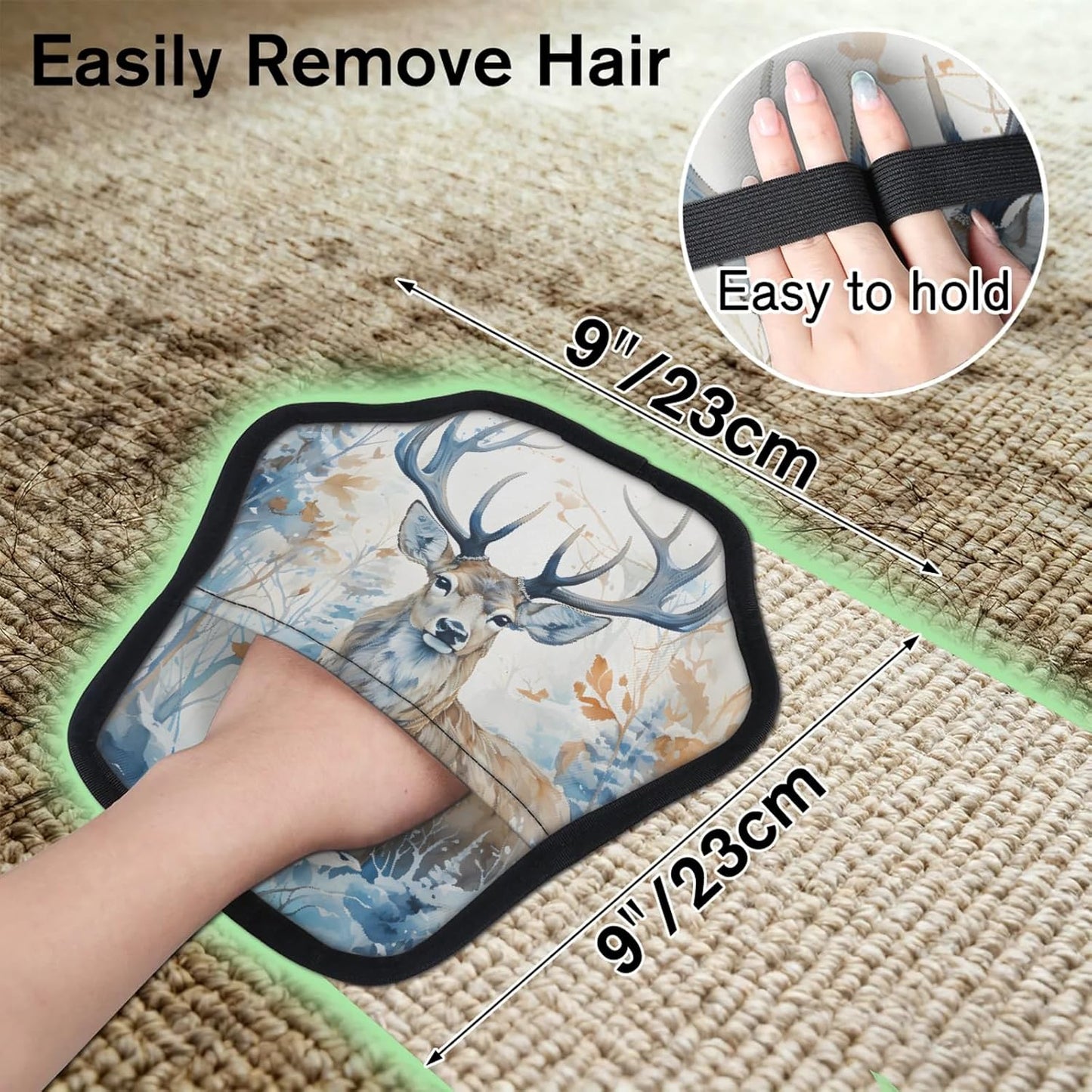 Winter Forest Deer 2Pcs Electrostatic Reusable Pet Hair