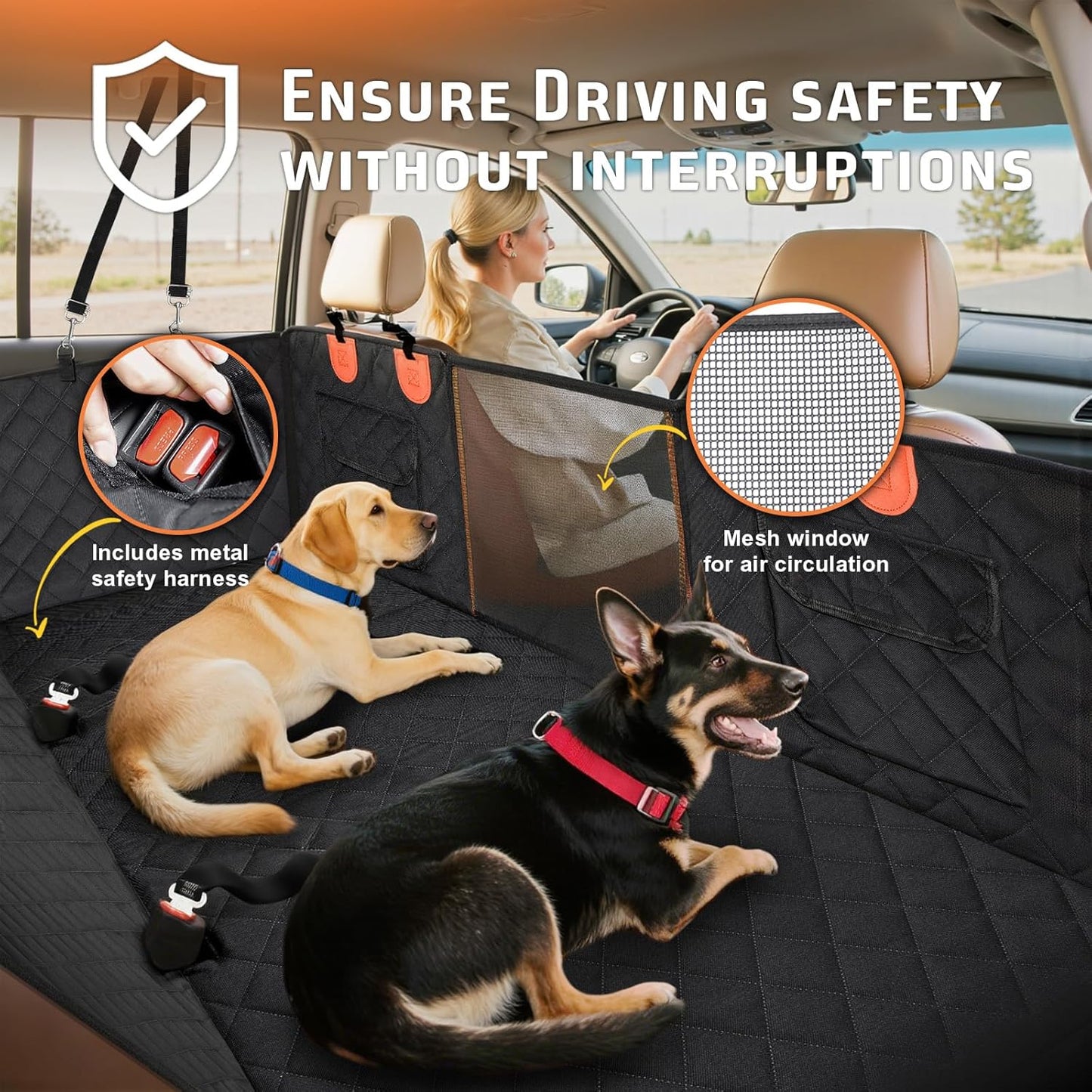 Holds 400lbs Hard Bottom Back Seat Extender for Dogs