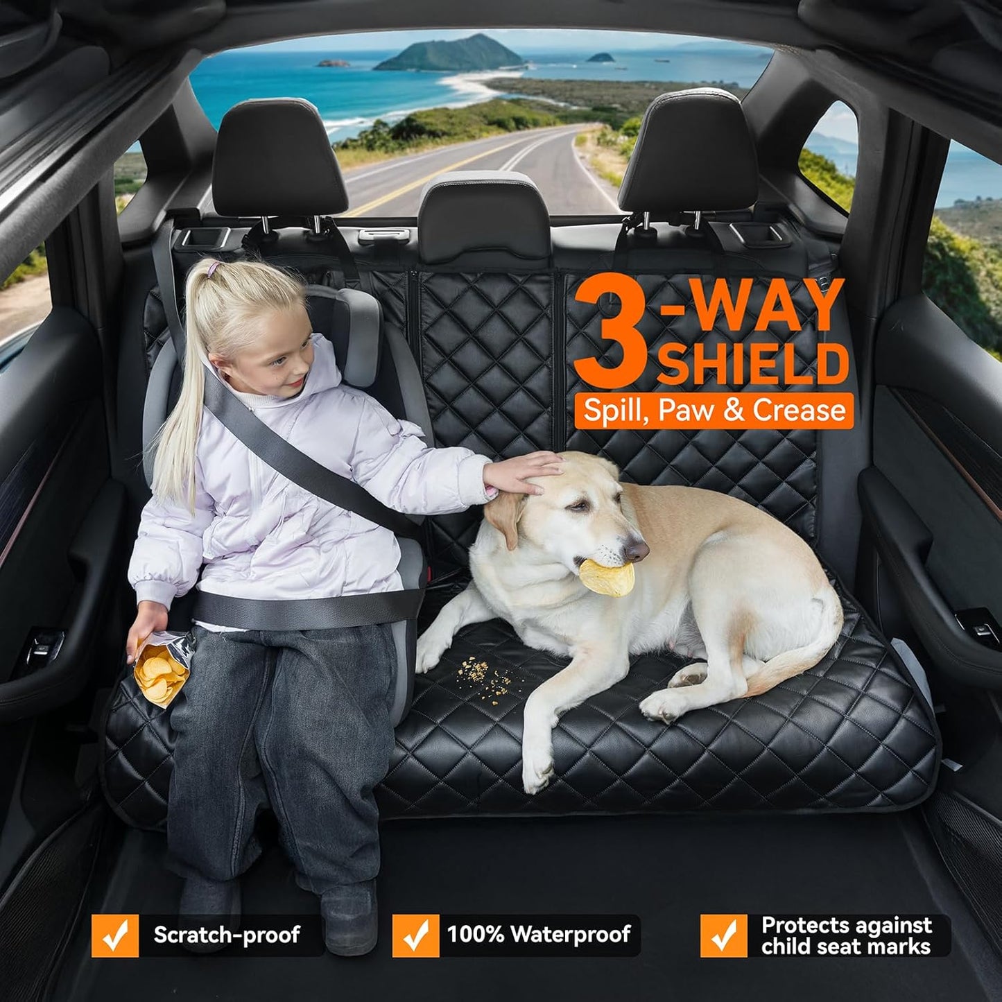 Dog Car Seat Cover for Back Seat, Waterproof Back Seat