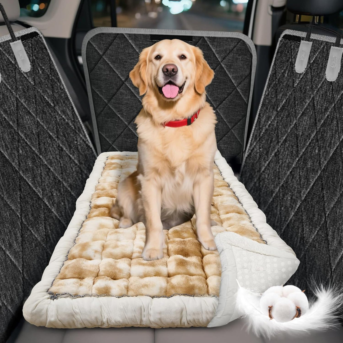Thickened Dog Bed for Car Back Seat, Upgraded Bottom