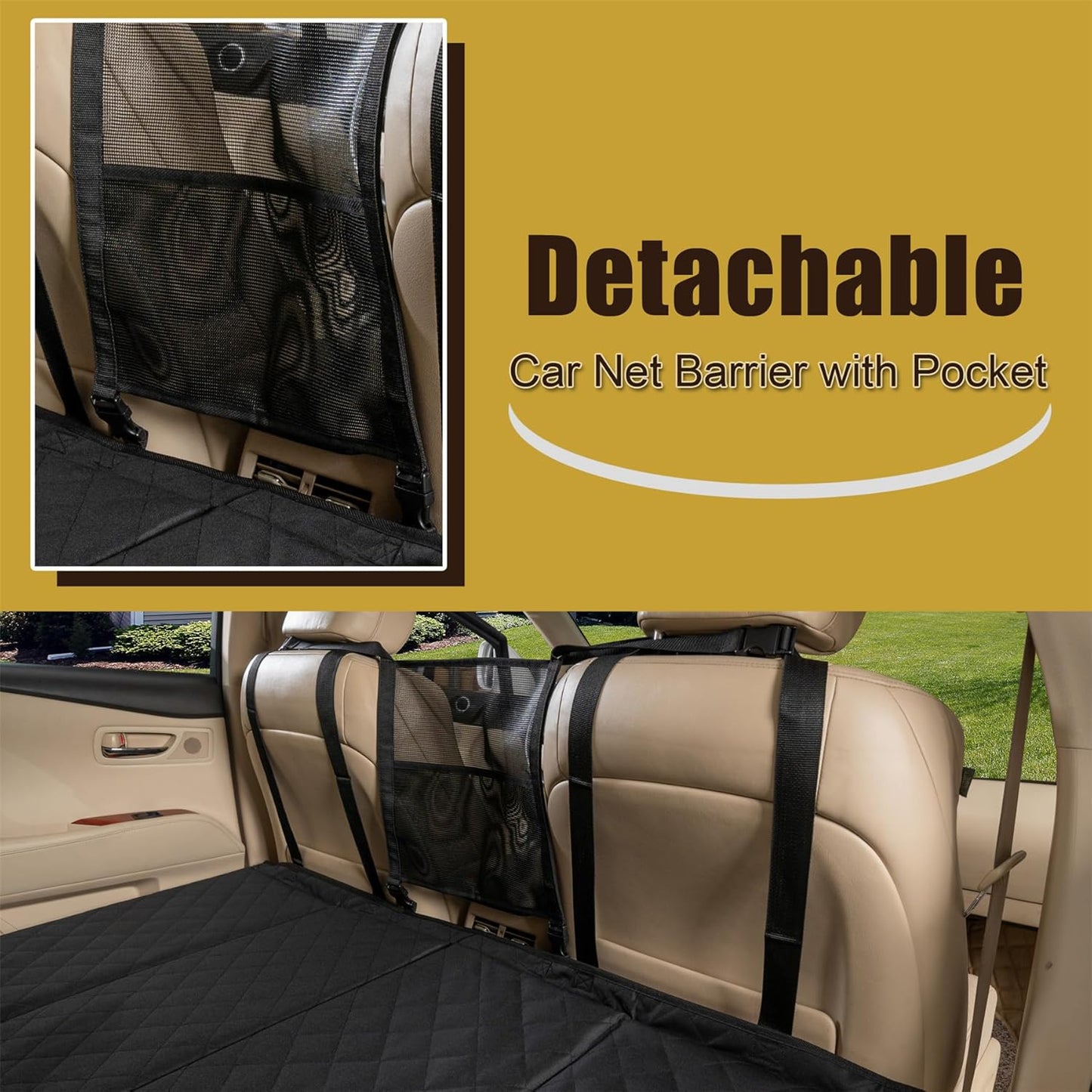 Car Bench Seat Extender for Dogs, Hammock Dog Bed with Firm