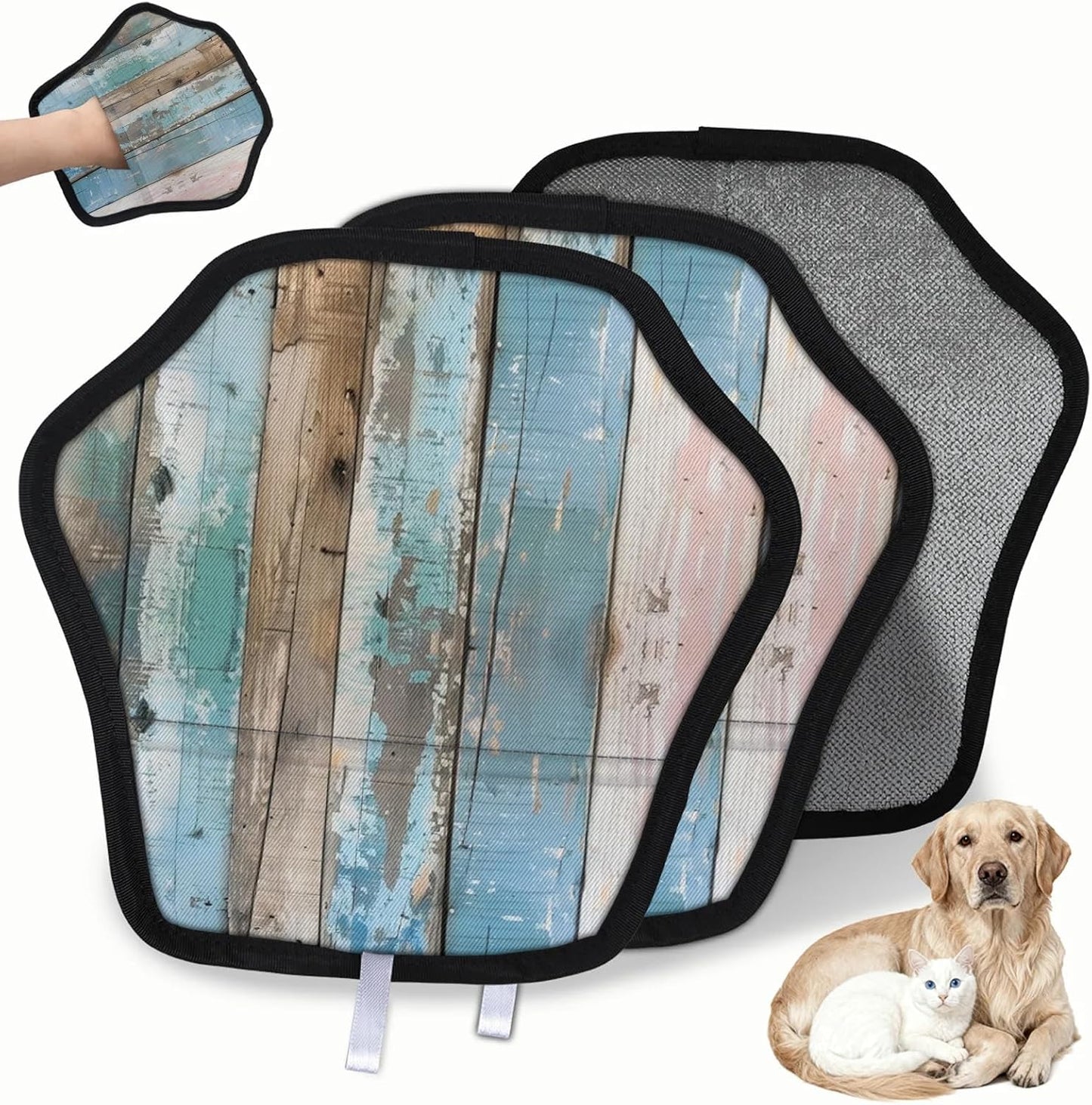 Wood Grain 2Pcs Electrostatic Reusable Pet Hair Removal