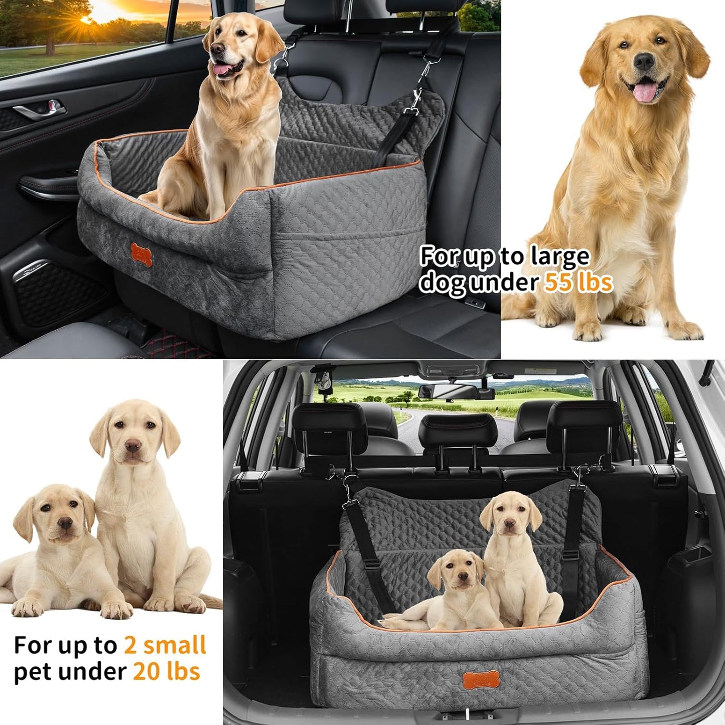 Dog Car Seat for Large/Medium Dogs - Memory Foam Dog