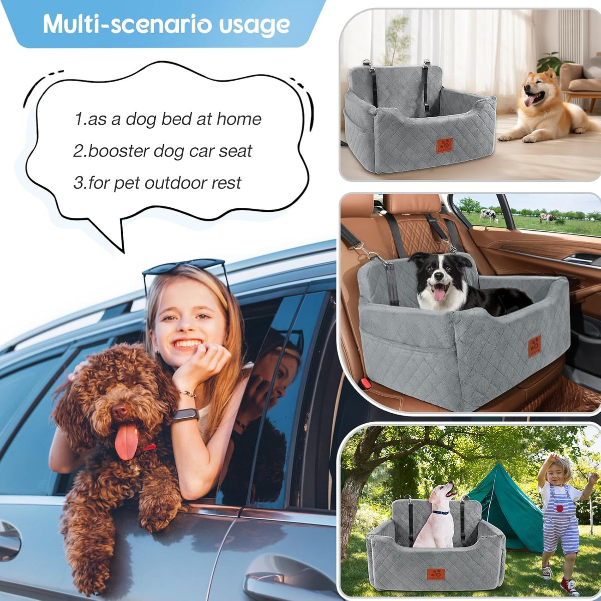 Dog Car Seat for Medium/Large Dogs, Dog Booster Seat for
