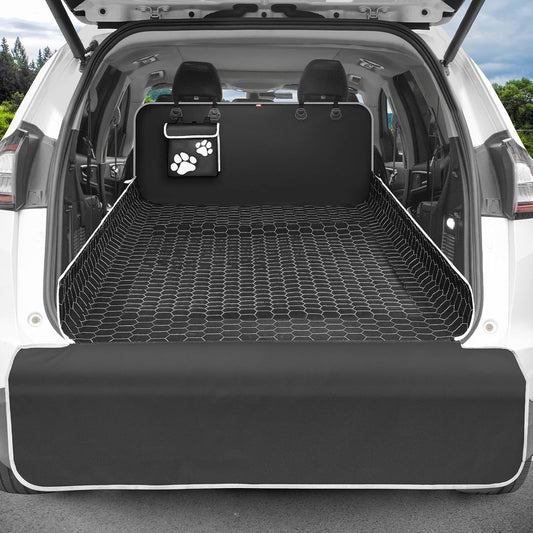 Oasser SUV Cargo Liner for Dogs Large Waterproof Trunk Cover with Detachable Pocket and Bumper Flap Protector, 600D Oxford Cloth, Black, XL (55 x 91 Inch)