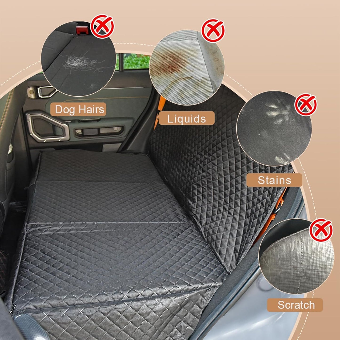 Hard Bottom Dog Seat Cover for Back Seat, Waterproof Back