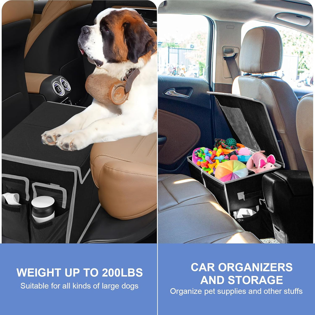 Seat Extender for Dogs up to 200lbs, Back Seat with Storage