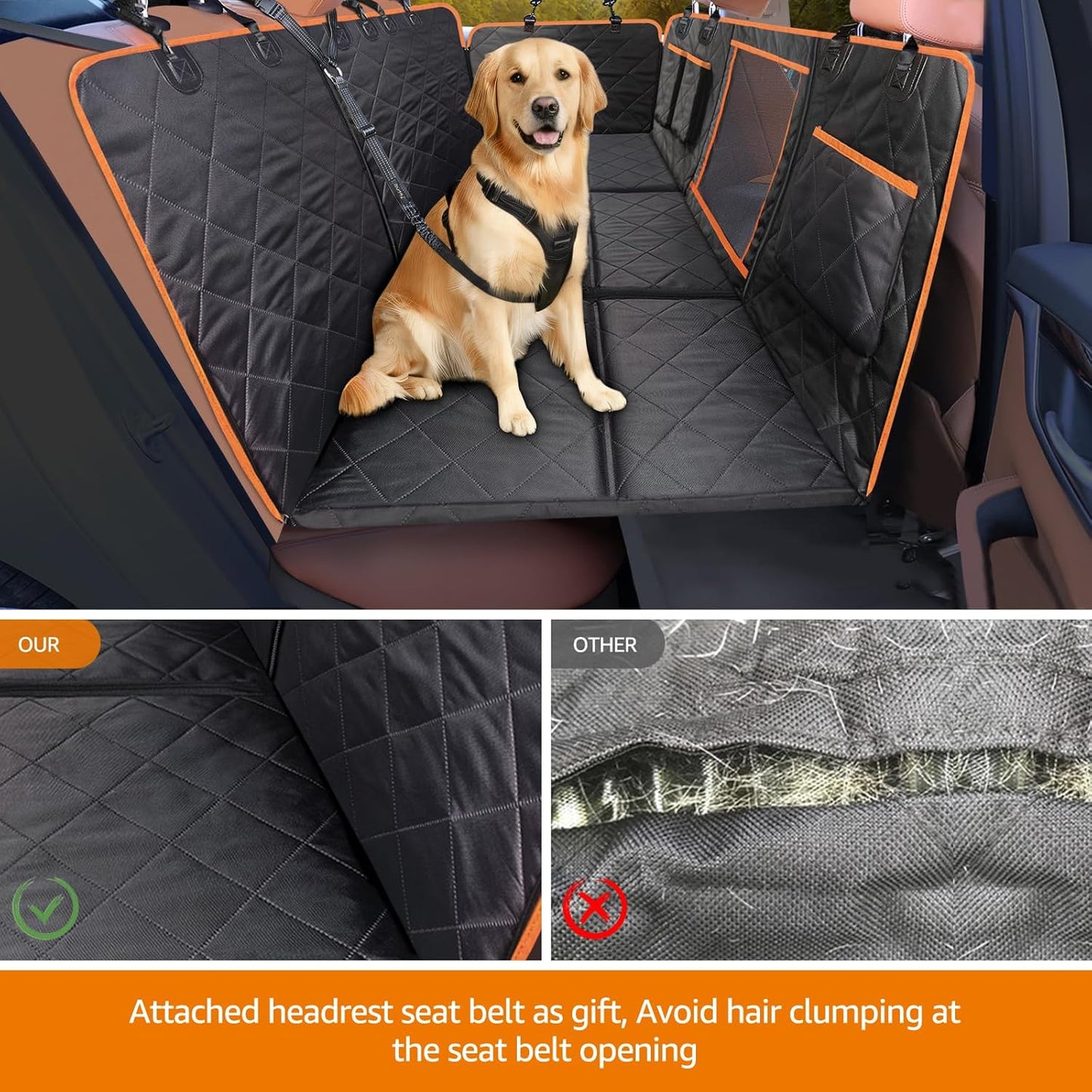 Car Seat Cover for Dogs Offer Large Space Hard Bottom Back