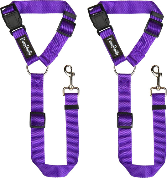 PawsPawty 2 Pack Headrest Dog Car Safety Seat Belt