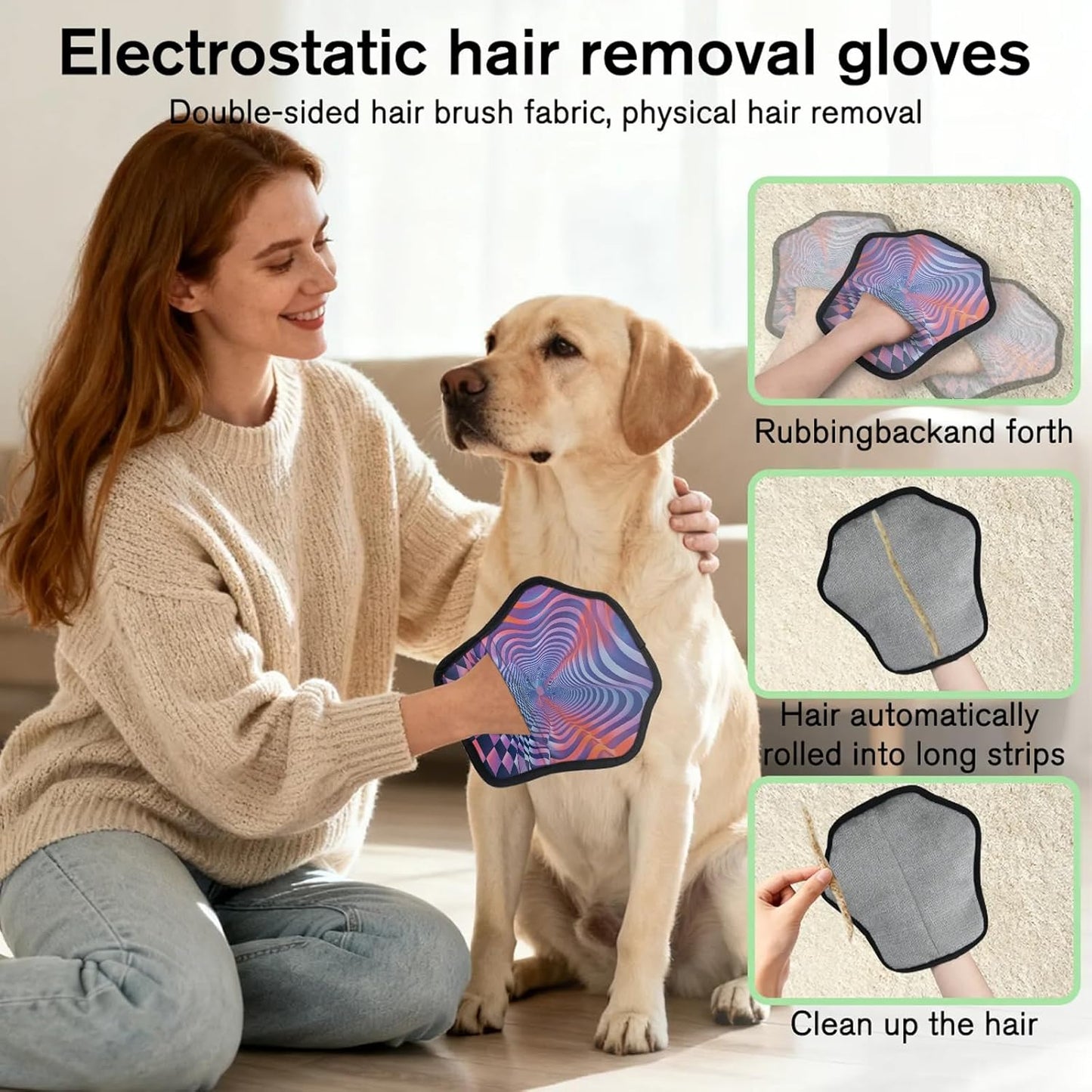 Pet Hair Removal Glove for Dogs Cats Reusable Washable Set