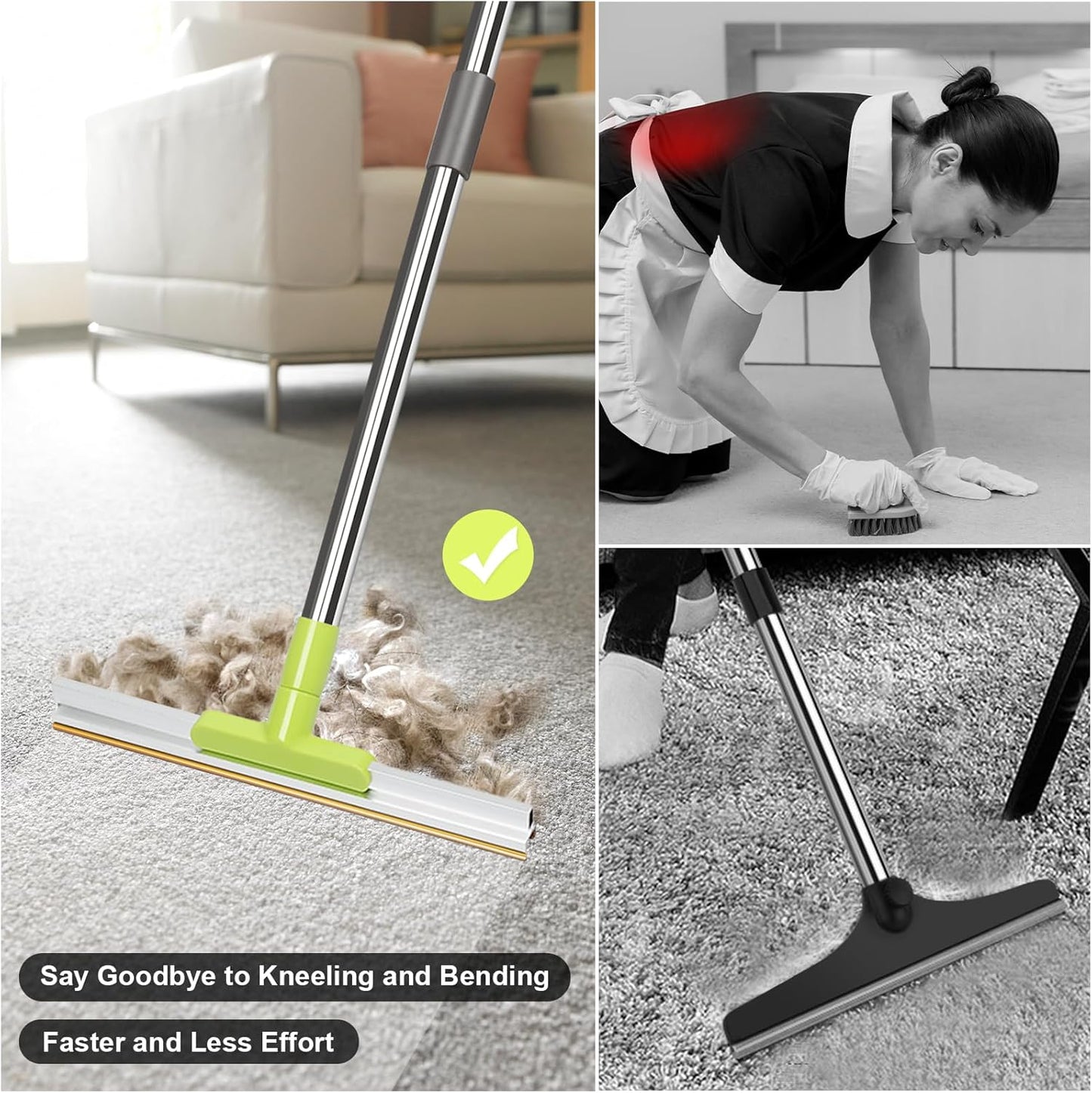 Carpet Rake for Pet Hair Removal with Dual Copper Blades