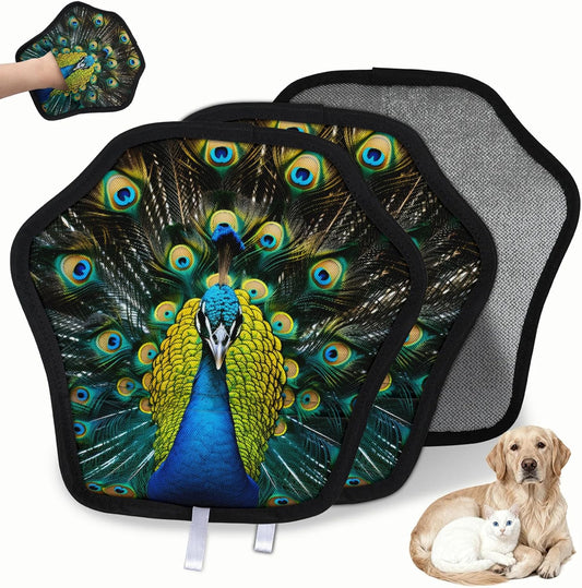 Animal Peacock Print 2Pcs Electrostatic Reusable Pet Hair