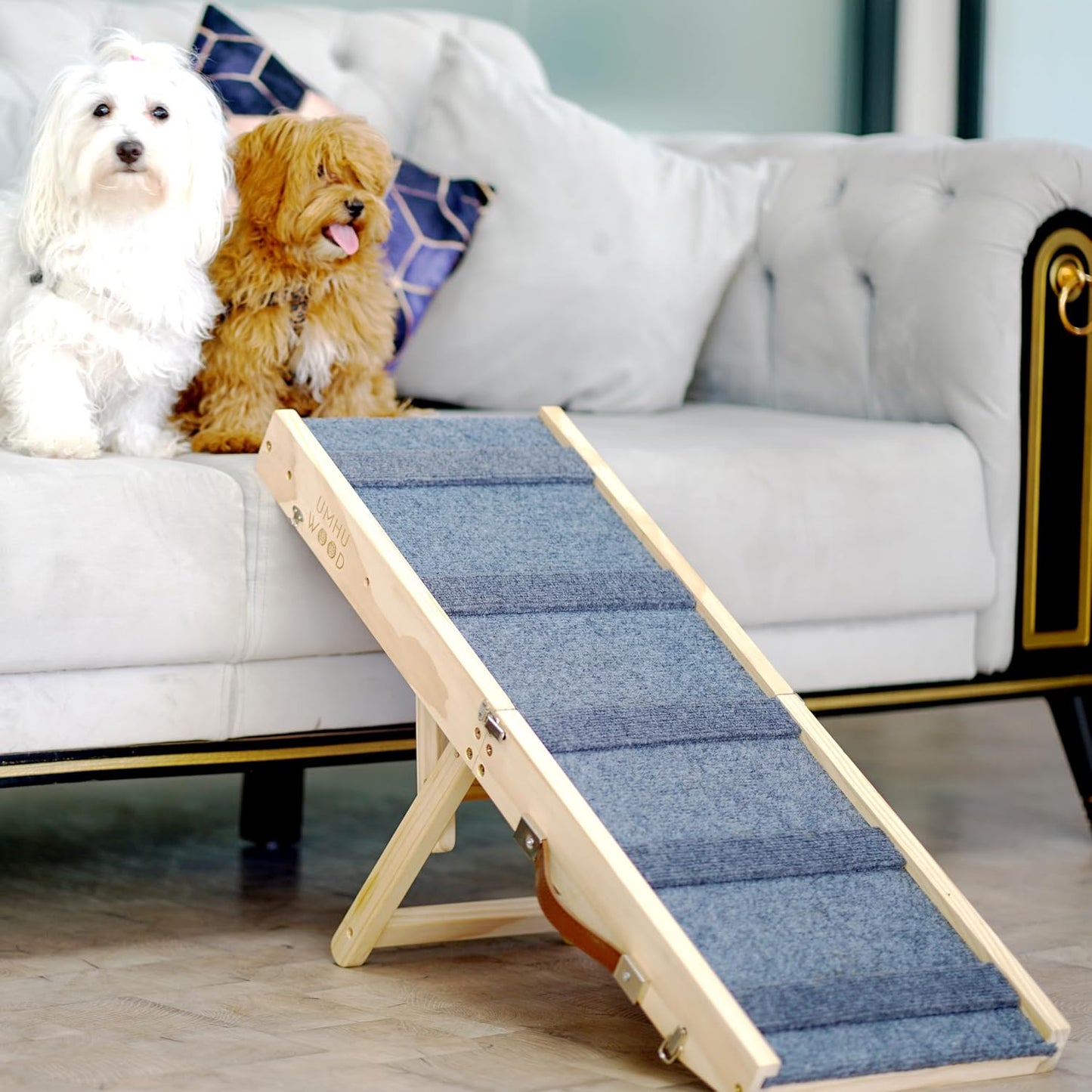UMHUWOOD Dog Ramp for Couch, Bed, and Car – Adjustable