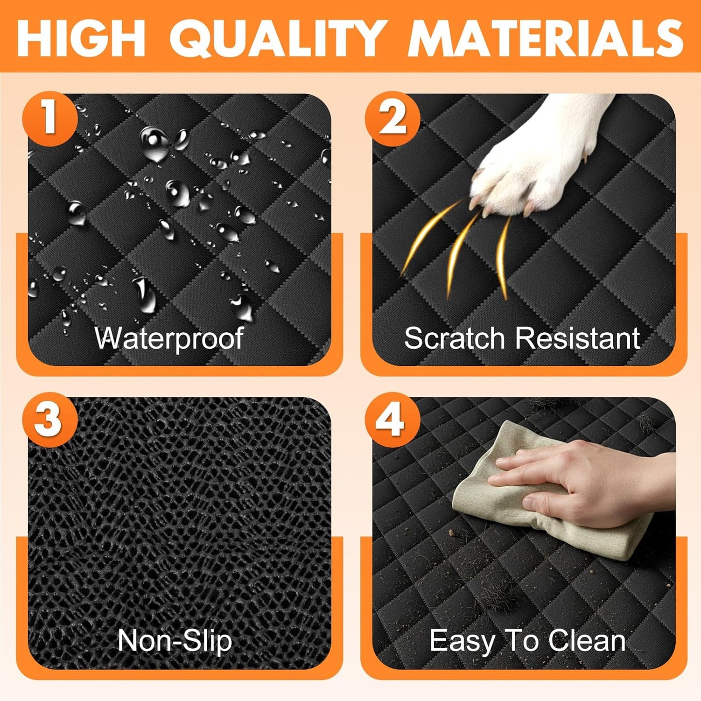 Dog Car Seat Cover for Back Seat - Waterproof, Non-Slip