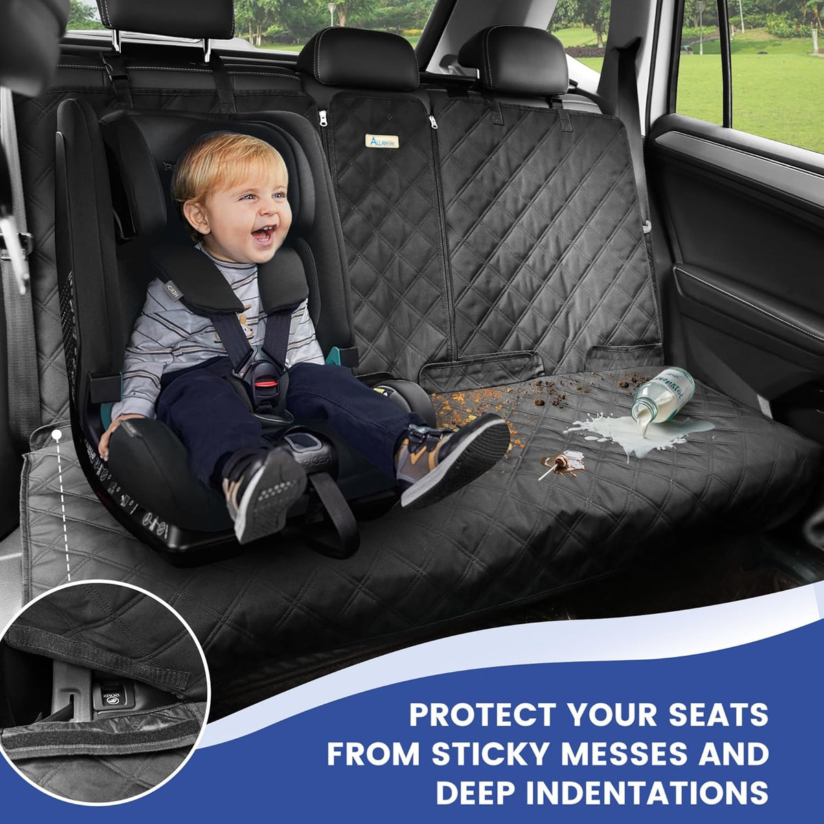 Back Seat Cover for Compact Cars/SUVs Rear Split Bench