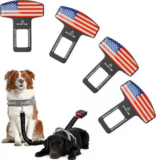 4pcs Seat Belt Clips+Dual Dog Car Safety Harness Set,1.6