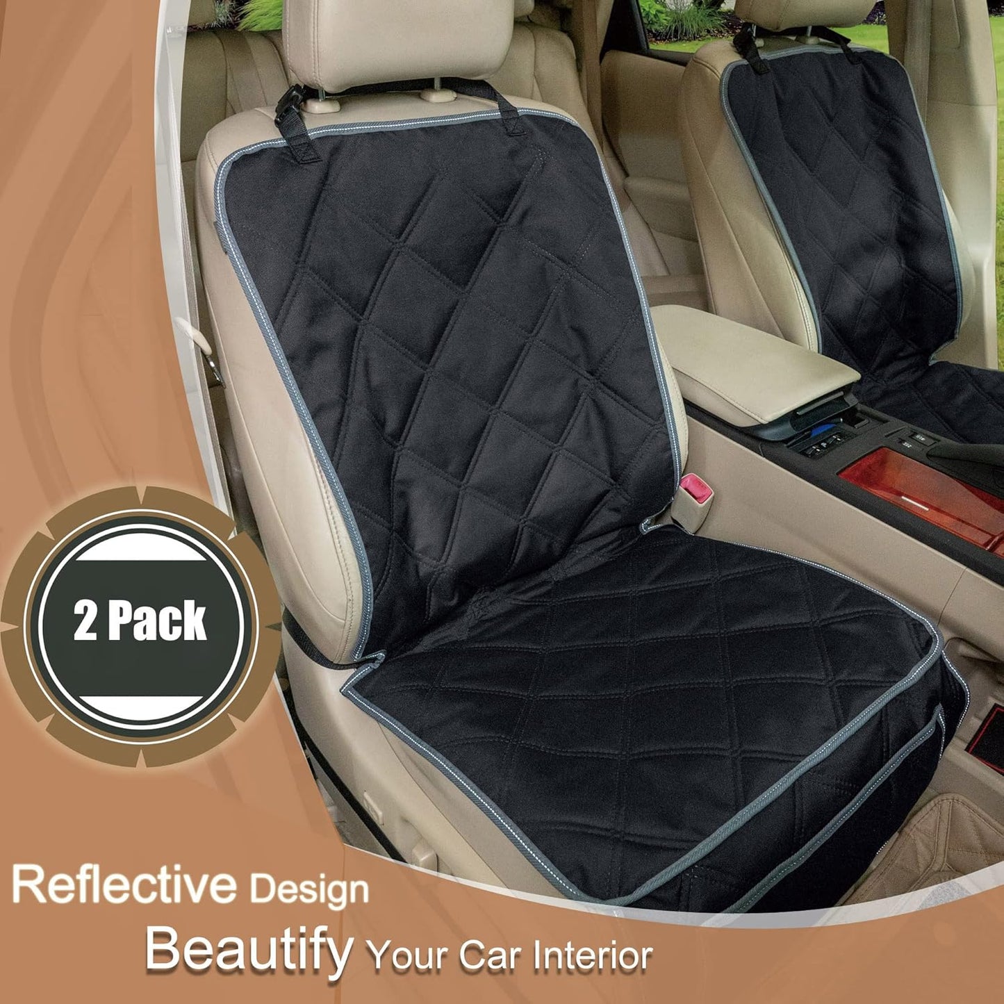 Dog Front Seat Covers for Cars, 2 Pack Waterproof Bucket