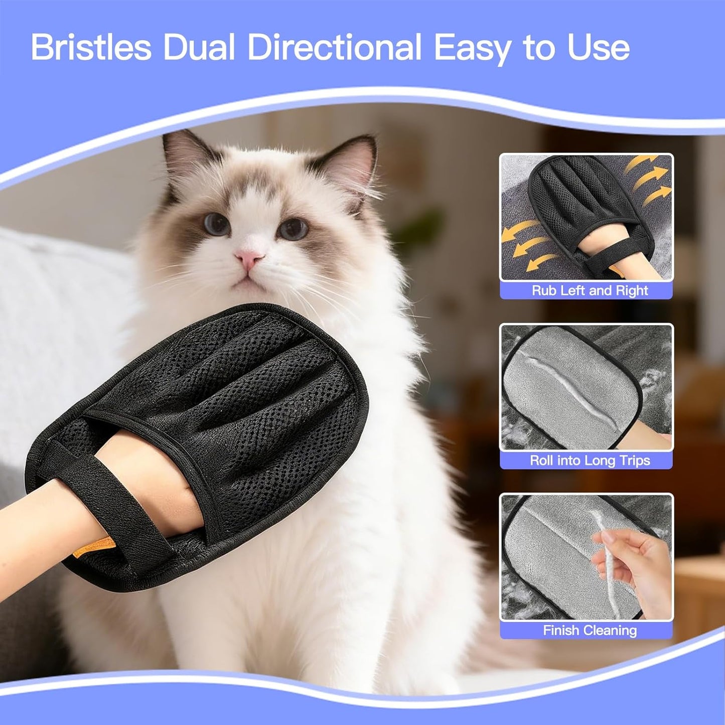 Pet Hair Removal Glove , Upgraded Thickened Electrostatic