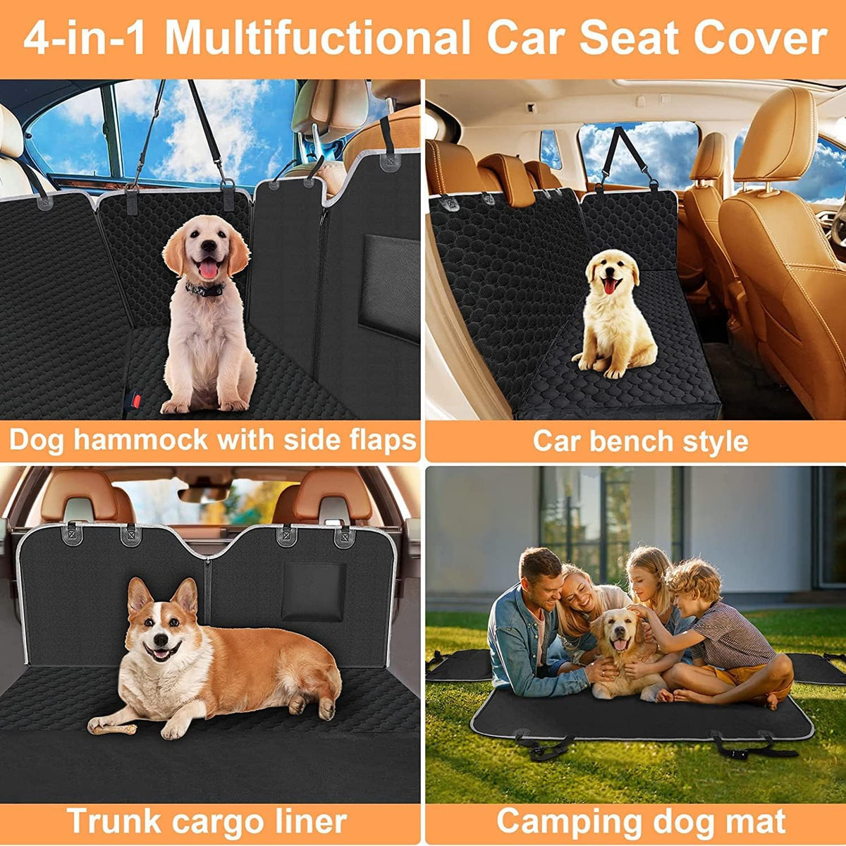 Dog Car Seat Cover, 2025 Upgraded Waterproof &
