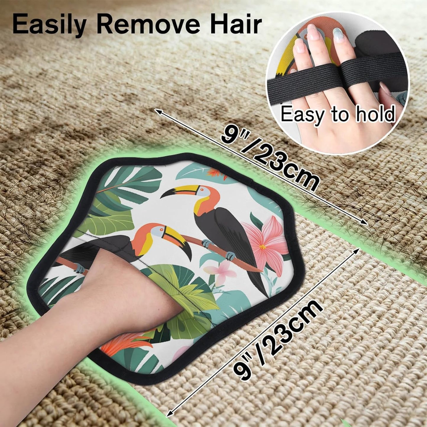 Tropical Birds Leaves 2Pcs Electrostatic Reusable Pet Hair