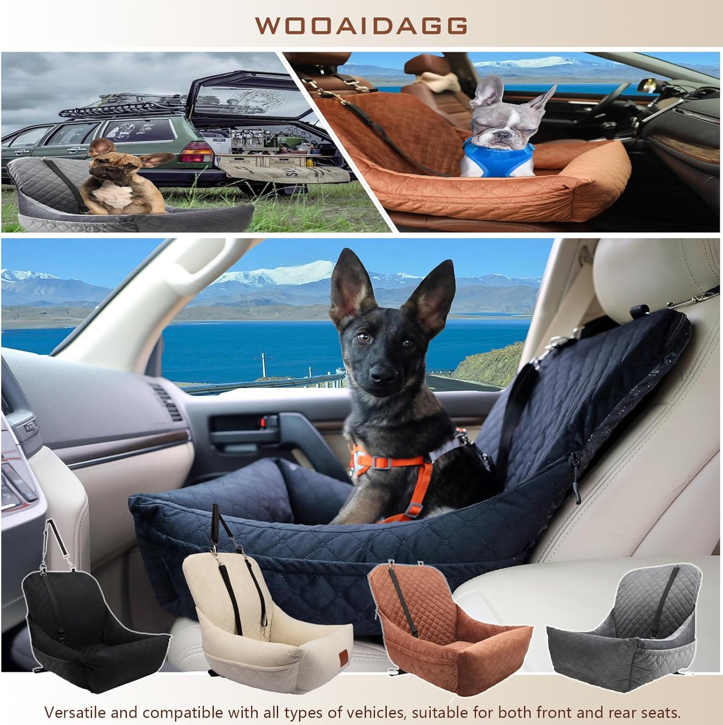 Dog Car Seat for Small Dogs,Ultra-Soft Fabric,2 Storage