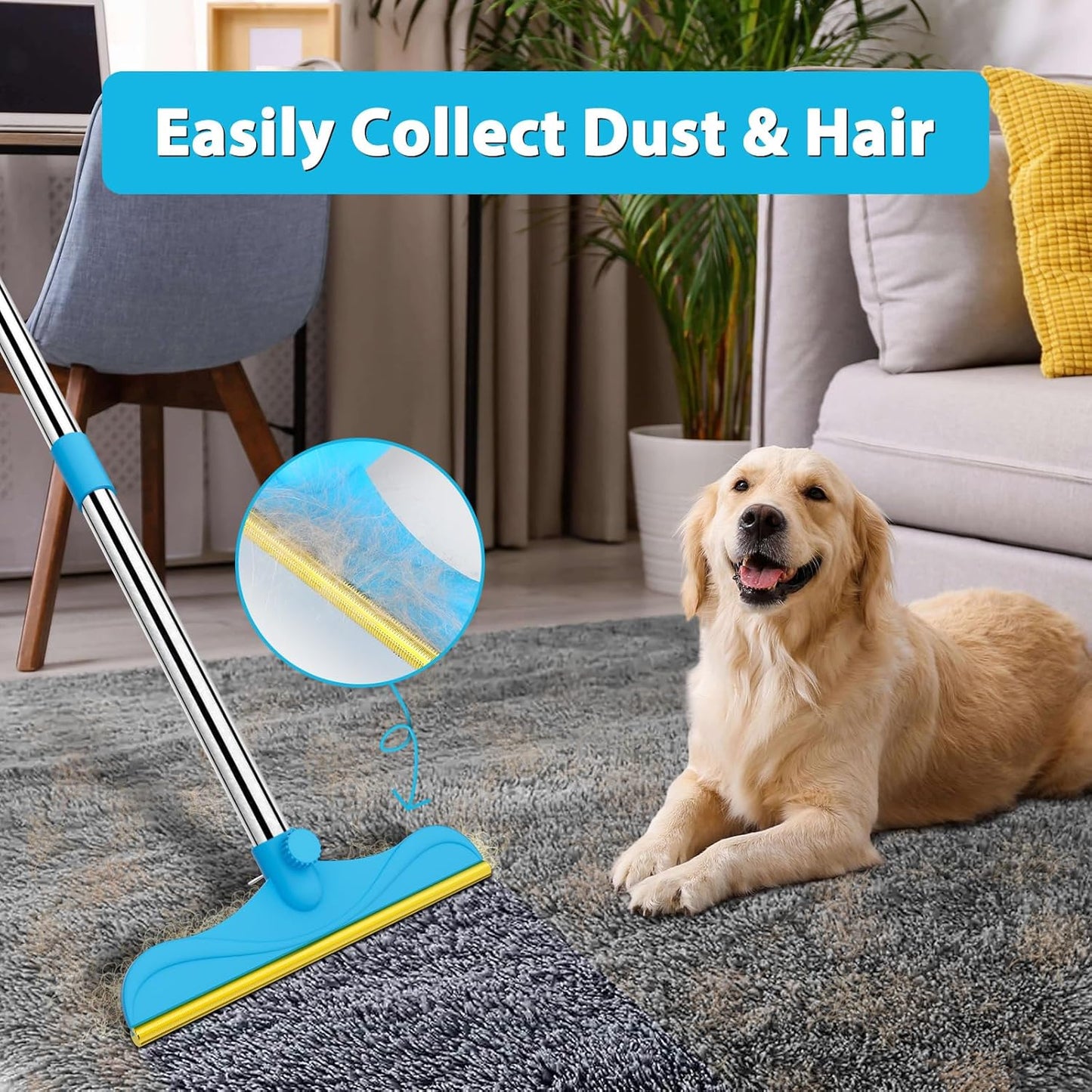 3 in 1 Carpet Rake Kit for Pet Hair Removal Tool - 45”