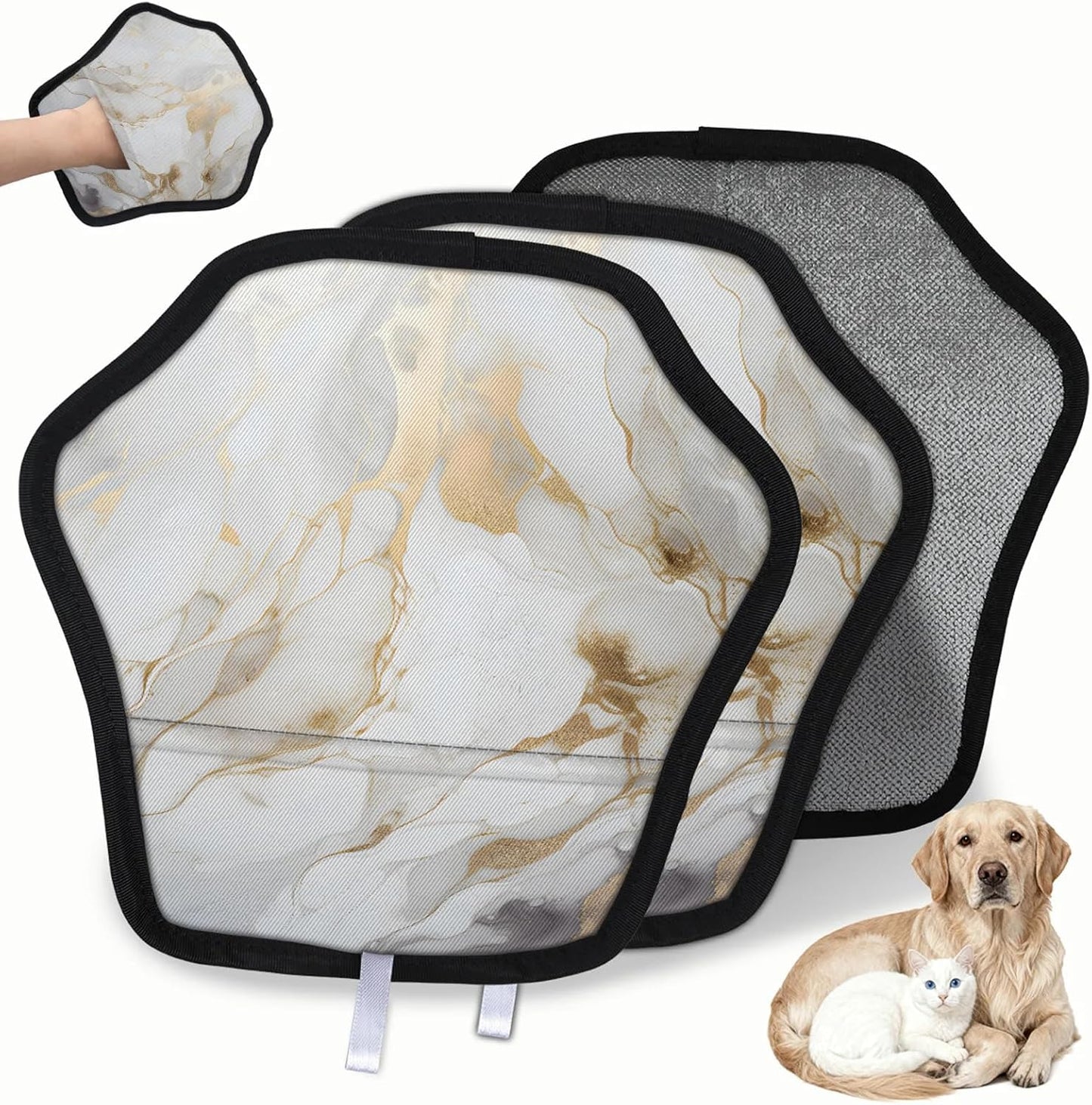 White Gold Marble 2Pcs Electrostatic Reusable Pet Hair