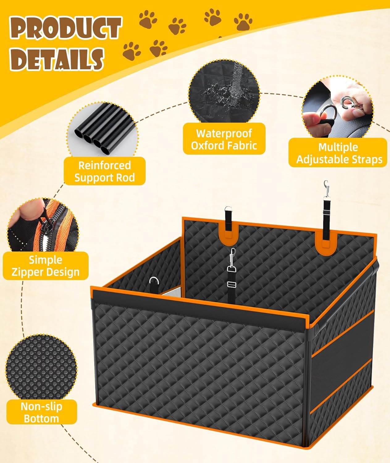 Dog Car Seat for Large Medium Dogs, Back Seat Extender with