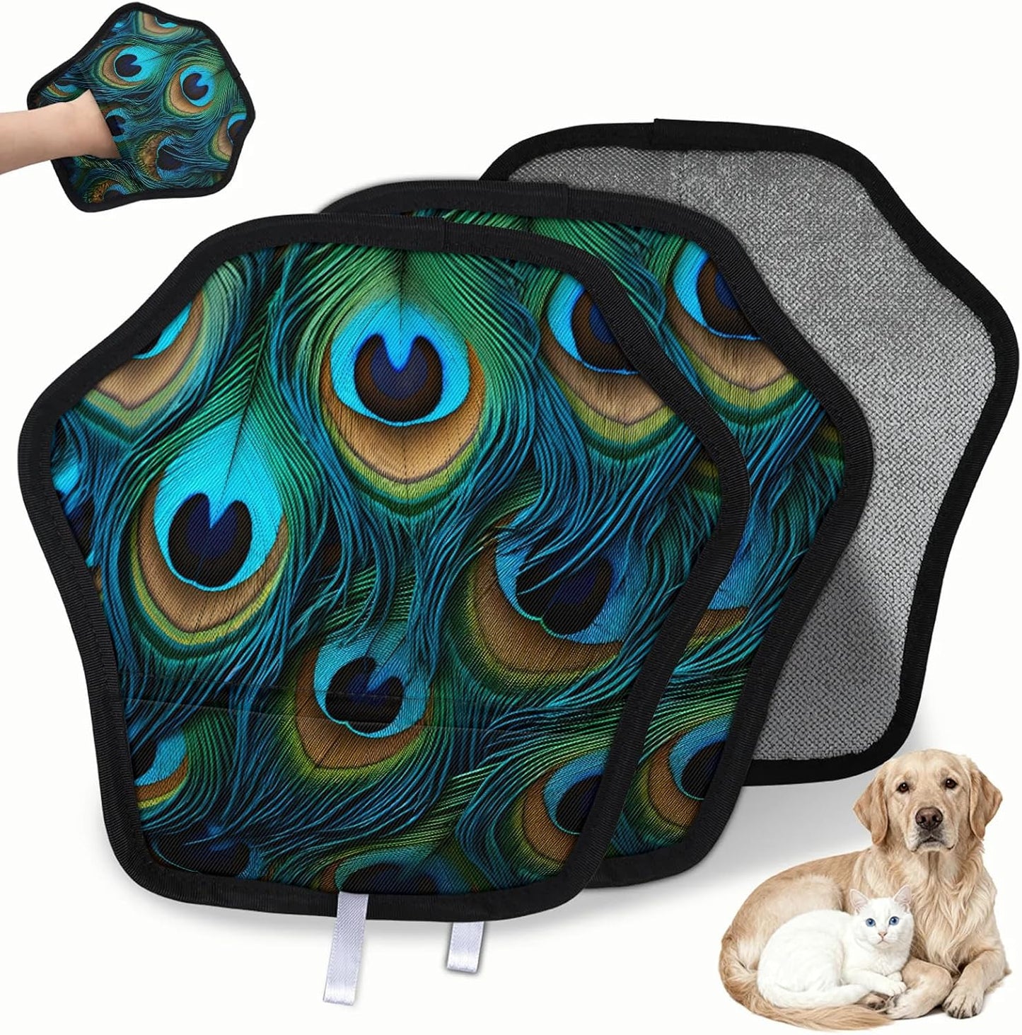 Colorful Feather Peacock 2Pcs Electrostatic Reusable Pet