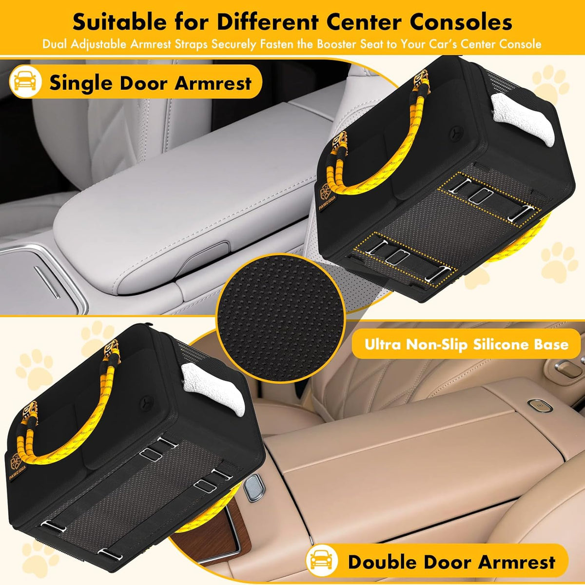 Center Console Dog Car Seat, Enclosed Small Dog Armrest