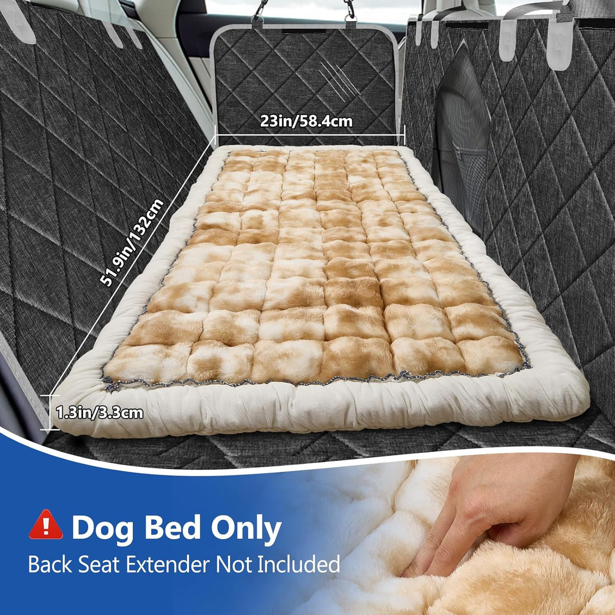 Thickened Dog Bed for Car Back Seat, Upgraded Bottom