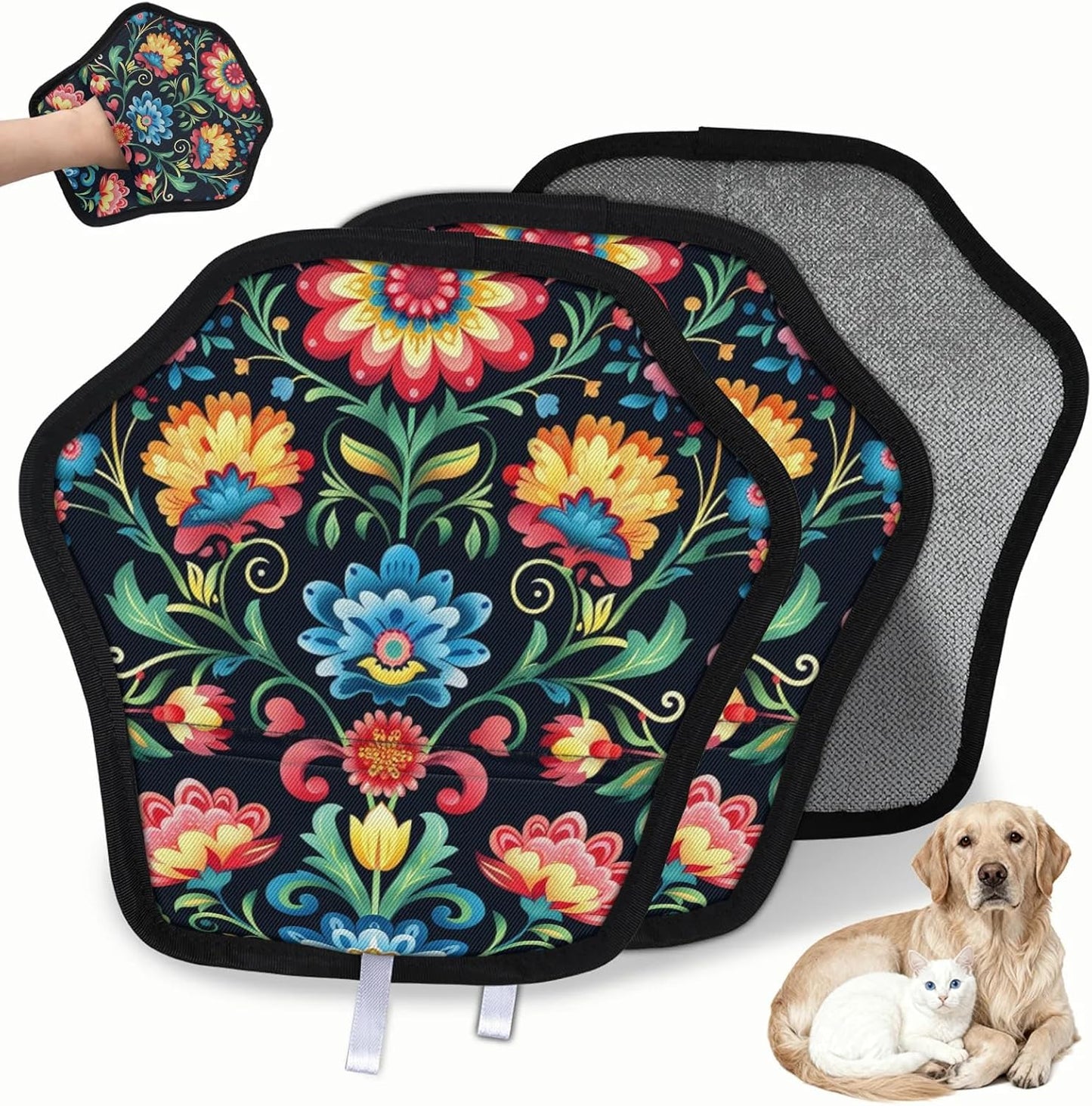 Colorful Mexican Flowers 2Pcs Electrostatic Reusable Pet