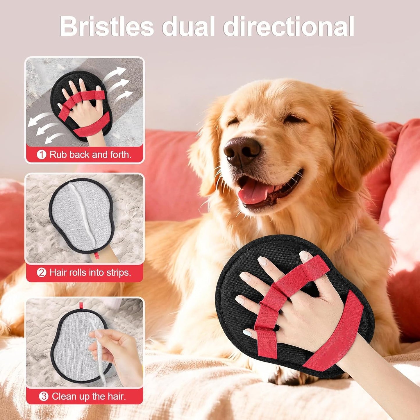 1-Piece Pet Hair Removal Glove with Massage for Dogs Cats