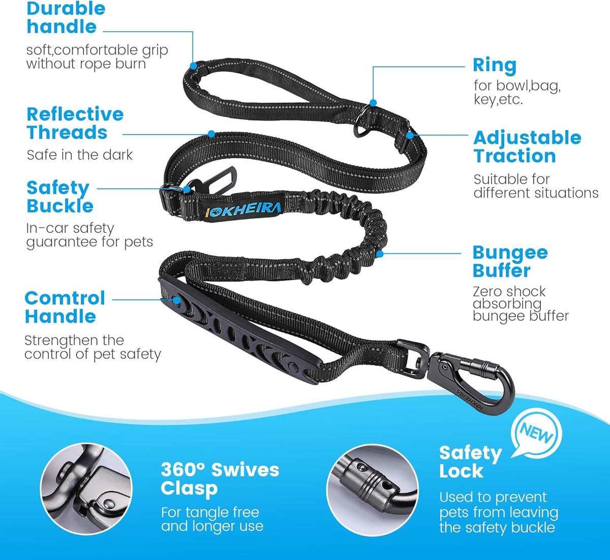6Ft /4Ft Dog Leash Rope for Large Dogs, Heavy Duty with